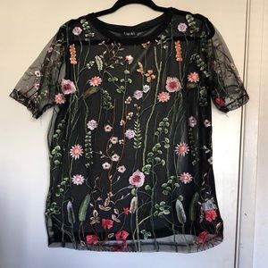 Sheer black patterned shirt